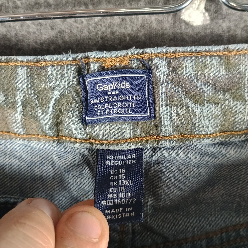 Gap Kids Jeans Boys 16 Slim Straight Fit Light Wash Pocket Accent‎ Heavy Duty - Picture 4 of 10